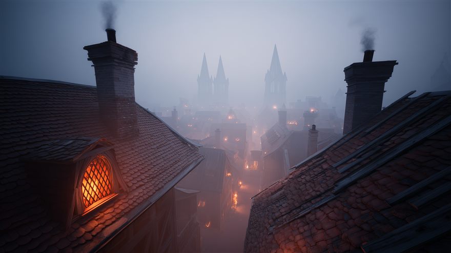 Medieval city rooftops